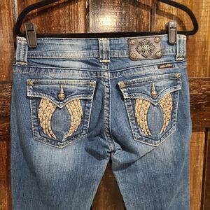 Miss Me Women's Jeans Bootcut Embroidered Angel Wings Rhinestone Sz 30 y2k